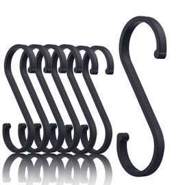 Ruimooto S Hooks, Pack of 12 Aluminium S-Hooks, Diameter up to 32 mm, S-Shaped Hooks, for Kitchen, Wardrobe, Small, Office, Kitchen, Bathroom, Bedroom, Save a Lot of Space (Black)