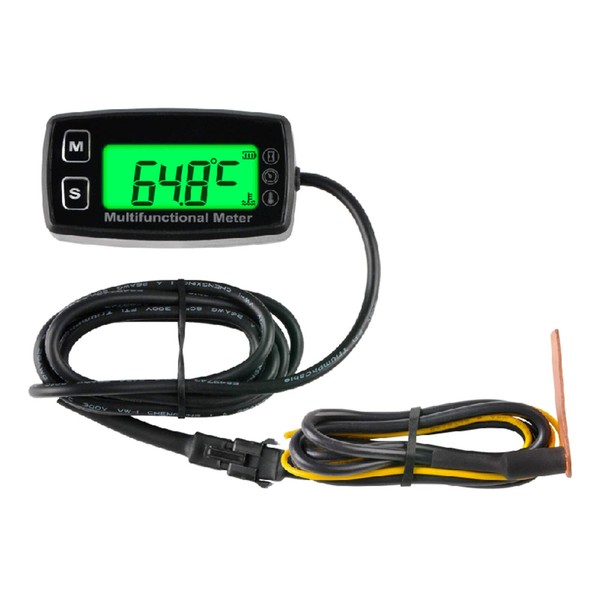 Yooreal Digital Small Gas Engine Temperature Gauge Meter,Hourmeter Tachometer,Waterproof for