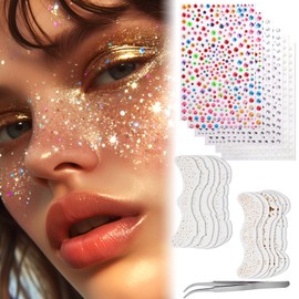 Vodolo Glitter Freckles Face Tattoo,12 PCS Festival Rave Accessories for Women,Gold Silver Face Waterproof Sparkles Freckles Half Magic Makeup Jewels Stickers (12PCS)