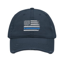 Baseball Distressed Dad Hat, Funny Embroidered Adjustable Washed Cotton Daddy USA Flag Blue line