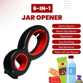 Performore 6 in One Opener - Multi Opener Kitchen Tool - Compact Jar Opener - Bottle and Jar Openers for Seniors - Grip to Open Jars and Bottles