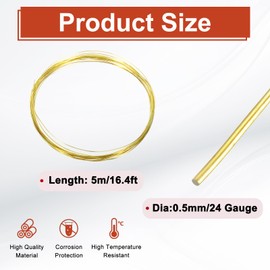 sourcing map 24 Gauge Copper Wires for Jewelry Making, 1 Roll 5m Craft Tarnish Resistant Beading Wires for Jewelry Making Supplies DIY (Gold)