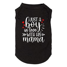 weokwock Dog Clothes Just a Boy in Love with Mama Shirts Pet Supplies Vest Small Medium Large Dog Apparel Parent-Child Suit (Medium, Boy-Black)