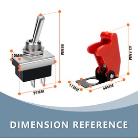 Innfeeltech 2 Pcs Metal Toggle Switch, 25A 12V KN3D-101 SPST ON/Off 2Pin 2 Position Rocker Switch with Safety Cover
