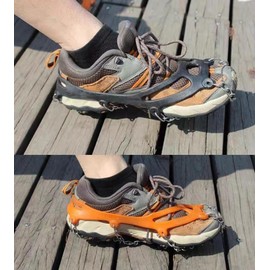 YKKJ Shoe claws made of stainless steel, non-slip shoe spikes, for winter walking, hiking, mountaineering (black)