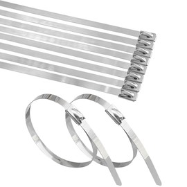 100 PCS Stainless Steel Cable Ties,Metal Self-Locking Cable Zip Ties (300mm)