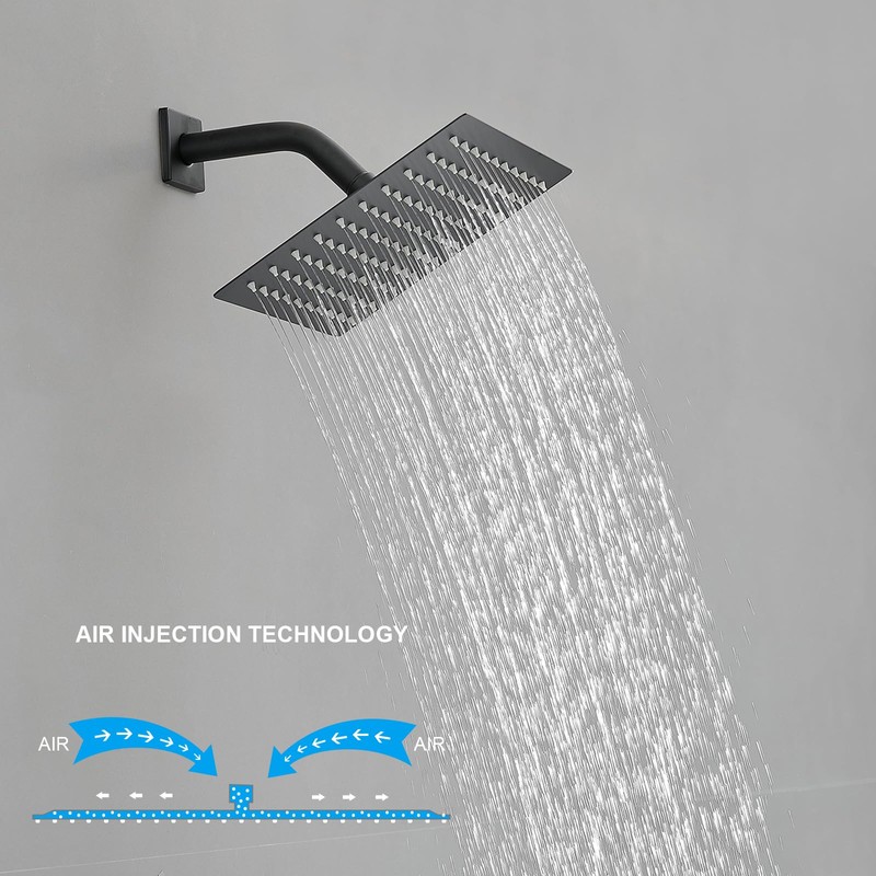 BWE Shower Faucet Set Matte Black Bathroom Rain Shower System