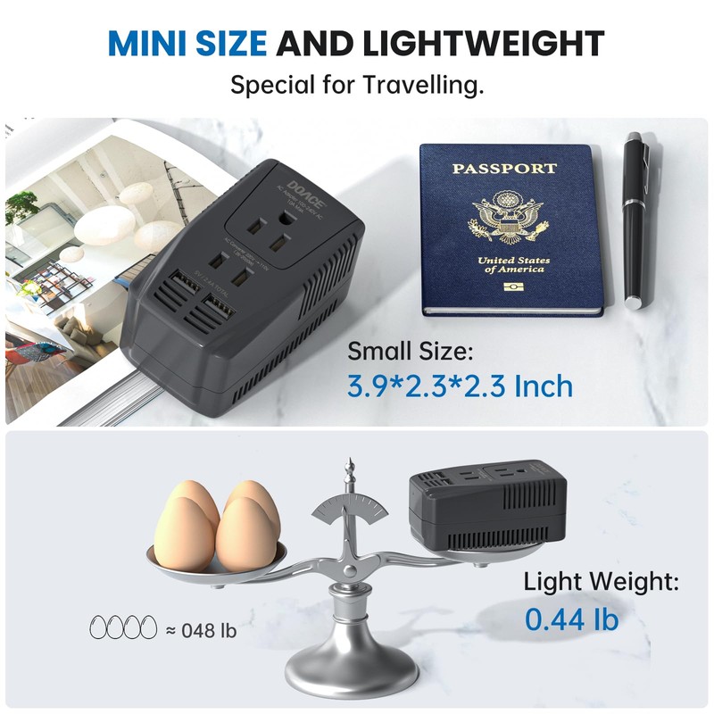 Upgraded 2000W 220V to 110V Converter for European Travel, Voltage