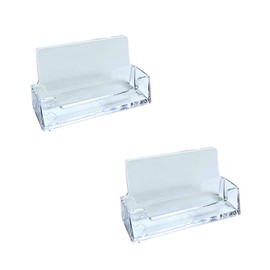 CompleteShopfittings 1 Tier Landscape Business Card Holder Business Card Stands Acrylic Card Display Desk Stand Holder for Businessman, Home & Office Use (Pack of 2) (Style A)