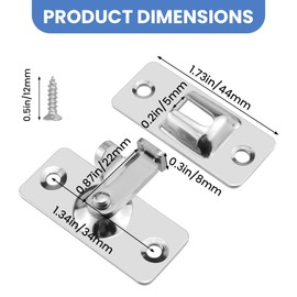 Aifeier ET 2-Pack Mini Size 90 Degree Door Latch, Small Barn Push-Pull Door Lock Pocket Screen Door Latch Sliding Bolt Lock for Doors and Windows (Silver)
