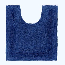 HOMESCAPES Toilet Mat, Luxury 1600gsm Extra Soft 100% Cotton, Reversible Bathroom Mats Non-Slip, Washable, Super Absorbent, Quick-Dry, Navy Blue Pedestal Mat for Toilet, 50 x 55 cm