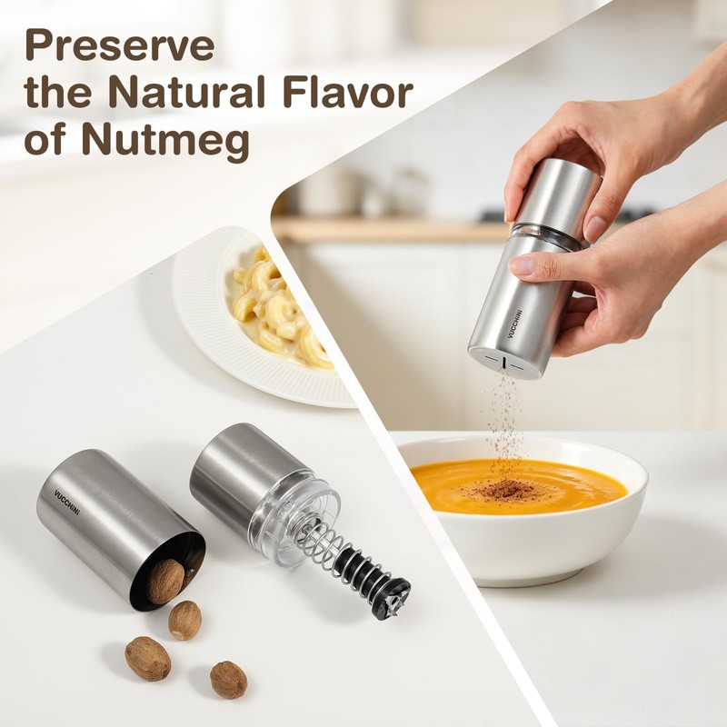 Vucchini Stainless Steel Nutmeg Grinder for Powder