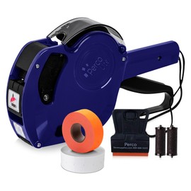Perco Lite 1 Line Price Gun with Labels Kit - Includes 1 White Roll, 1 Fluorescent Red Roll, 2 Ink Rollers, 1 Ink roll and Labels Pre-Loaded