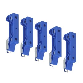 WITTKOWARE Pack of 5 Mounting Brackets for Snap-on to a 35 mm DIN Rail with 2 x M4 Thread, Blue