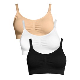 Lamaze Intimates 3 Pack Womens Seamless Maternity Nursing Bra Skin/Black/White Small