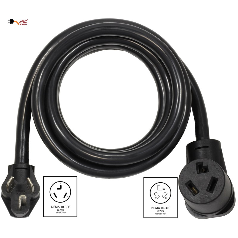 AC WORKS 30Amp Dryer Extension Cord (10FT 3-Prong Dryer)