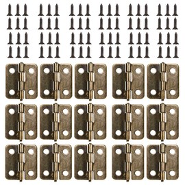 Small Mini Hinges, 50 Packs Cabinet Drawer Door Chest Butt Hinges Connectors with 200 Pieces 8 Mm Mini Brass Hinge Replacement Screws, Metal Hinge for Wooden Jewelry Box (Bronze)