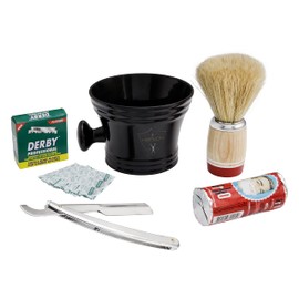 Hairlich Shaving Set with Interchangeable Blades, Plastic Shaving Soap Dish with Handle, Soap and Soap Brush, Classic Wet Shaving Set for Men... ASIN: B09NKQ241C