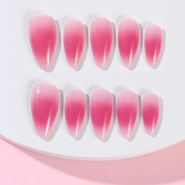 ADAIER Handmade Press On Nails, French Nails,wedding, party,Short Coffin Nails Set for Handmade,Reusable Opaque Nails in 10 Nail Kit for Women(Z-02) (Z06, L)