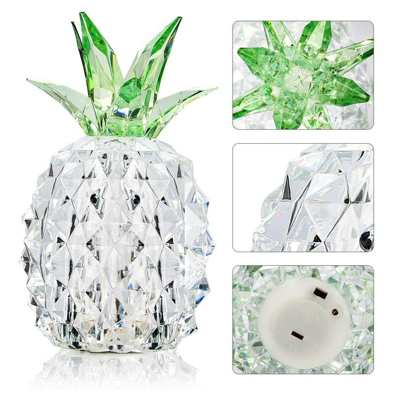 COVEGE 5 Inch Crystal Pineapple Light, Batteries Operated Night Light,