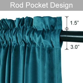 JIUZHEN Velvet Blackout Curtains 96 inch 2 Panels Set- Teal Velvet Curtains Room Darkening Window Treatment Drapes for Bedroom Living Room Patio Door, 42 Wide x 96 Long, Teal