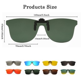 Long Keeper Polarised Sunglasses Clip for Glasses Wearers, Polarised Sunglasses for Men and Women, Sunglasses Attachment Glasses, dark green