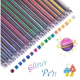 TIUSUTA Glitter Gel Pen Set, 2024 New Glitter Gel Pens for Coloring Books, Artist Colored Gel Markers Colorful Pens Neon Gel Pens for Kids Adult Coloring Books and Drawing (Color 18)