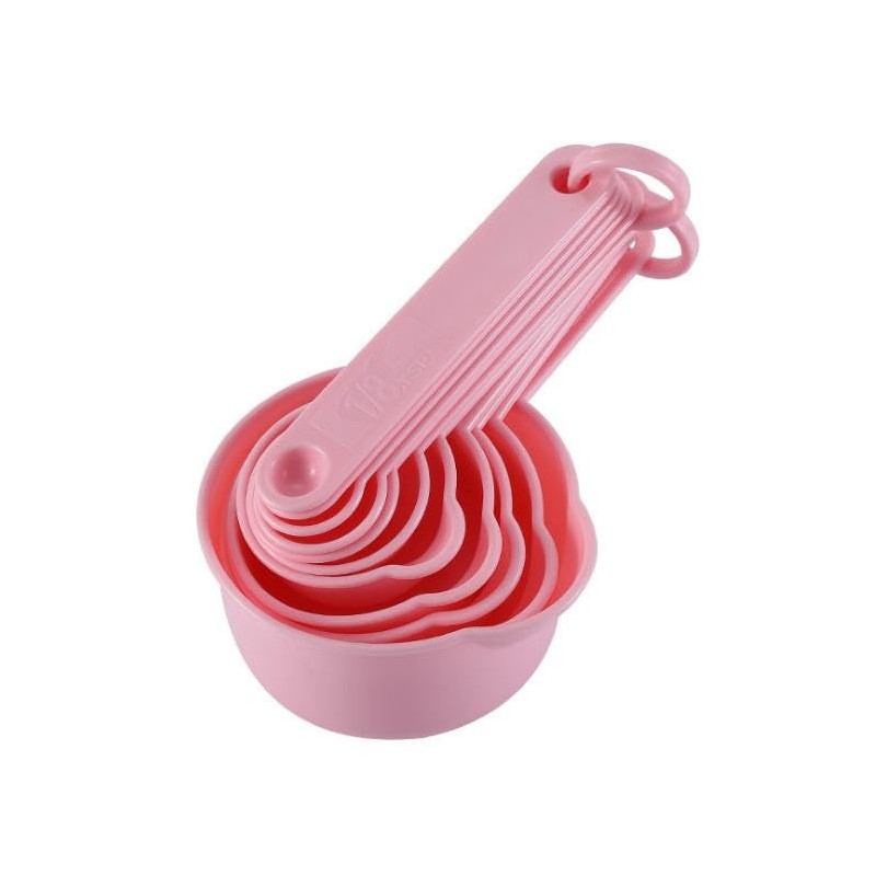Hotsyang Pink Measuring Cups and Spoons Set, Plastic Measuring Cups