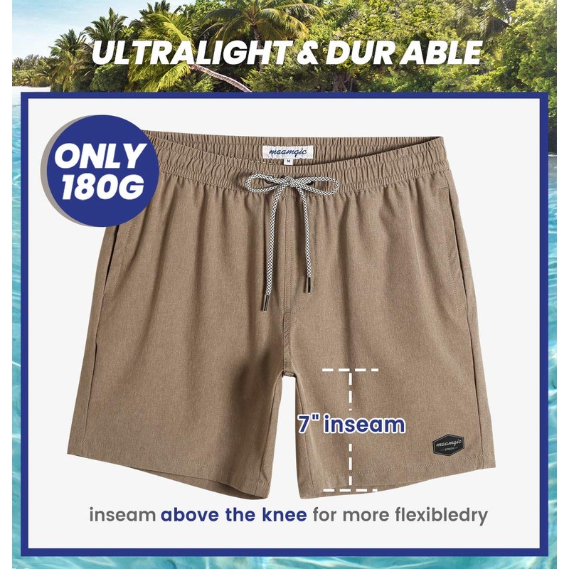 MaaMgic Mens Solid Swim Trunks Quick Dry 4 Way Stretch