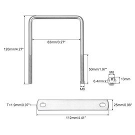 sourcing map Pack of 3 U Bolts U Bracket M6 x 72 mm x 100 mm U Screws Square U-Bolt 304 Stainless Steel with Nut Plates Clamping Screw for Roof Box Fence Car Towing Attachment