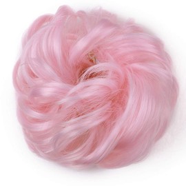 S-noilite Hair Bun Extensions Messy Wavy Curly Dish Donut Scrunchie Hairpiece Accessories Chignons Updo Ponytail Pony Tail Synthetic Hair Extension for Women Girl -1 Piece 40G TF2317
