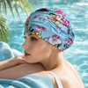 Pleated Fabric Swimming Cap for Women, Loose Fit Swim Hat