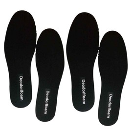 Deodorlfoam Deodorizer, Breathing, Antibacterial, Insole, Shock Absorption, 8.3 - 12.6 inches (21 - 32 cm), Choose from, Size Adjustable, 4 Pieces, Thin, No Fatigue, For Men, Women, Children, Black