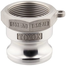 Toyox 633-AB-1-1/2-AL Cam Lock Adapter, Female Thread, For Plant Piping and Various Machinery Installation, 1-1/2 Inch, Aluminum Alloy