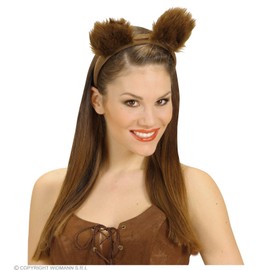 W WIDMANN MILANO Party Fashion 2329B - Haarreif Bär, Bärenohren aus Plüsch, Braun, Tier, Kostüm, Accessoire, Karneval, Mottoparty