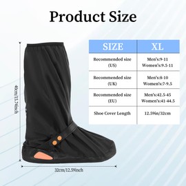 YUXIANLB Rain Shoe Covers, Waterproof Shoe Cover for Men Women, Reusable Non-Slip PVC Snow Boot Galoshes Overshoes(Black, XL)