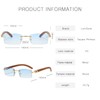 LumiSyne Rectangular Rimless Sunglasses Men Women Wooden Ironing Colour Gradient
