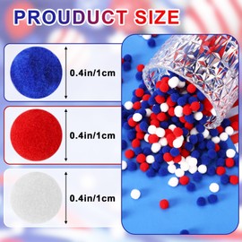 SEPGLITTER Red White Blue Pom Poms Balls, 1000Pcs 1 cm/0.4inch 4th of July Pom Poms Balls for Independence Day Patriotic Veterans Party Memorial Crafts Making DIY Holiday Decorations Supplies