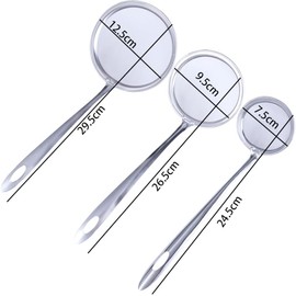 3inch Stainless Steel Fat Skimmer Spoon Fine Mesh Food Strainer Hot Pot Fat Strainer with Long Handle for Skimming Grease and Foam,Oil Filter