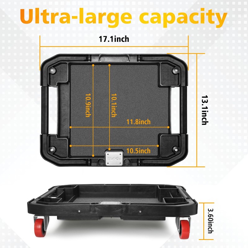 ELAFROS Tool Creeper Rolling Tool Tray With 4 Swivel Casters