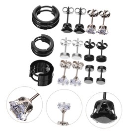 SAFIGLE Stylish 9 Pairs Women's Earrings Collection Hoop Cuff Dangle Earrings Cubic Zirconia Fashion Jewelry