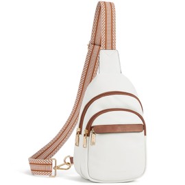 BOSTANTEN Small Sling Bag for Women Leather Crossbody Bags Fanny Pack Chest Bag for Travel, Beige