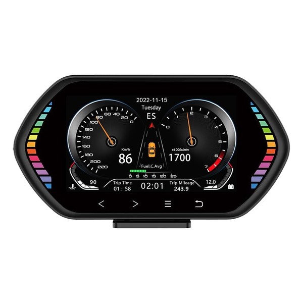 HUD OBD2 + GPS Speedometer for Cars, Overspeed Alert, Colorful