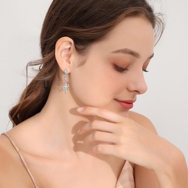 Moon Star Moonstone Earrings 925 Sterling Silver Eight-Pointed Star Earrings Rainbow Jewellery for Girls Mother Daughter Ladies Girlfriend, Sterling Silver, Opal