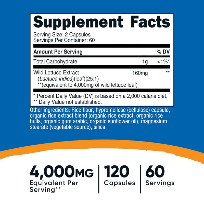 Nutricost Wild Lettuce Extract (4,000 mg Equivalent) 120 Capsules -