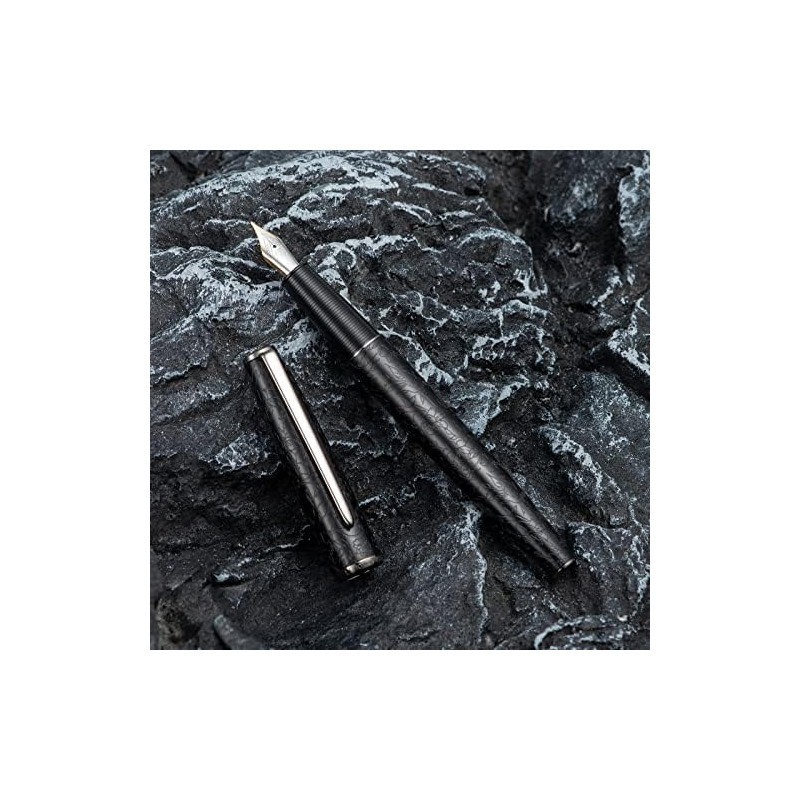 Hong Dian A3 pluma estilográfica de aluminio negro, diseño de