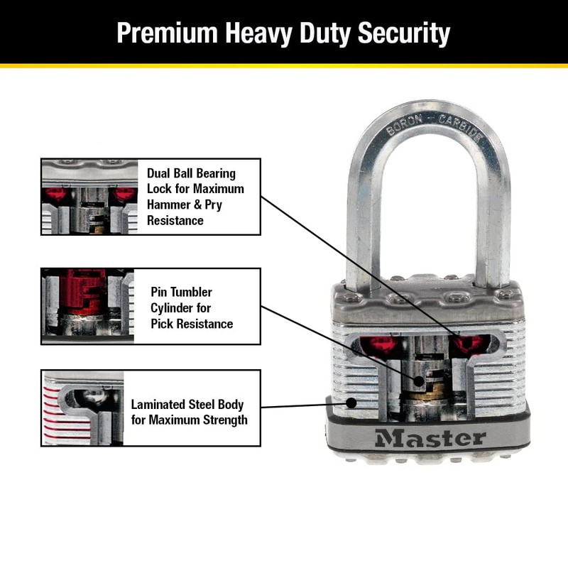 Master Lock M5XTRILF Magnum Heavy Duty Outdoor Padlock with Key,