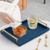 XIGEXIGE Navy Blue Decorative Serving Tray, Shagreen Leather Coffee Table