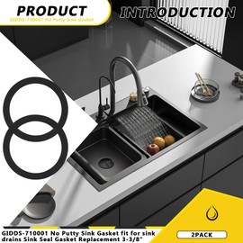 GIDDS-710001 No Putty Sink Gasket fit for sink drains,Sink Seal Gasket Replacement 3-3/8" Fits all standard drain attachments,Replaces plumbers putty（2pack）