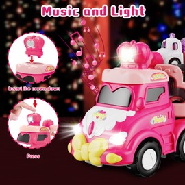 seveclotree Toy Car from 2 Years Girls, 9-in-1 Toddler Transporter Truck Toy with Light and Music, Children's Toy Christmas Birthday for 3 4 5 6 Girls Boys